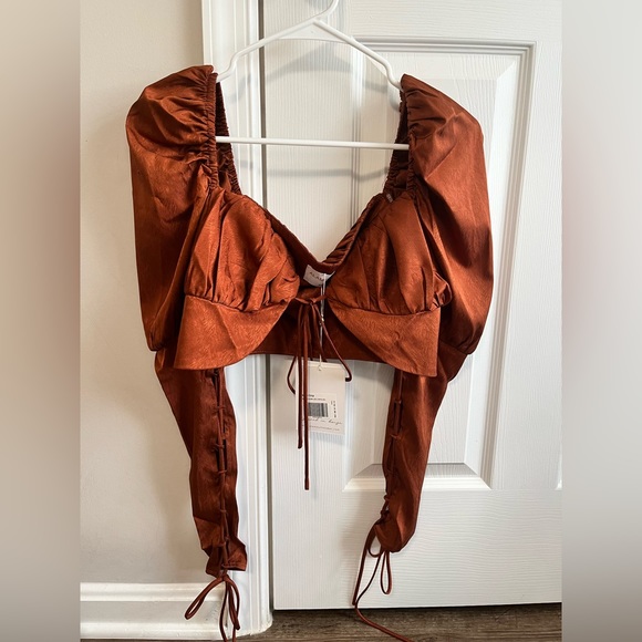 NWT Alamour the Label Rust Puff Rafael Top - Picture 4 of 6